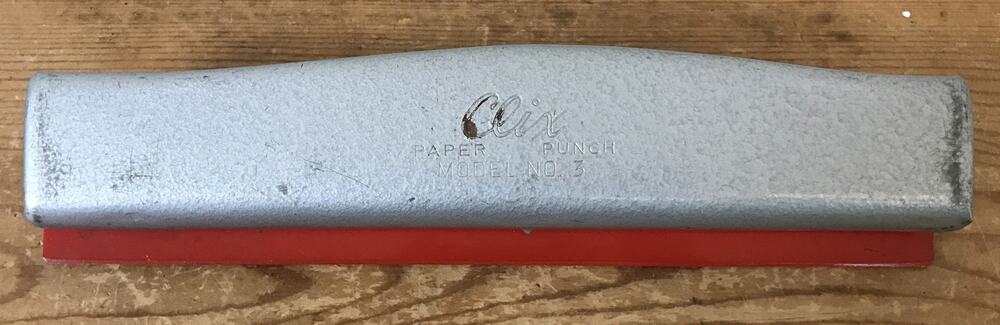 Vintage Mid Century Industrial Gray Metal Clix 3 Hole Paper Punch Model No 3